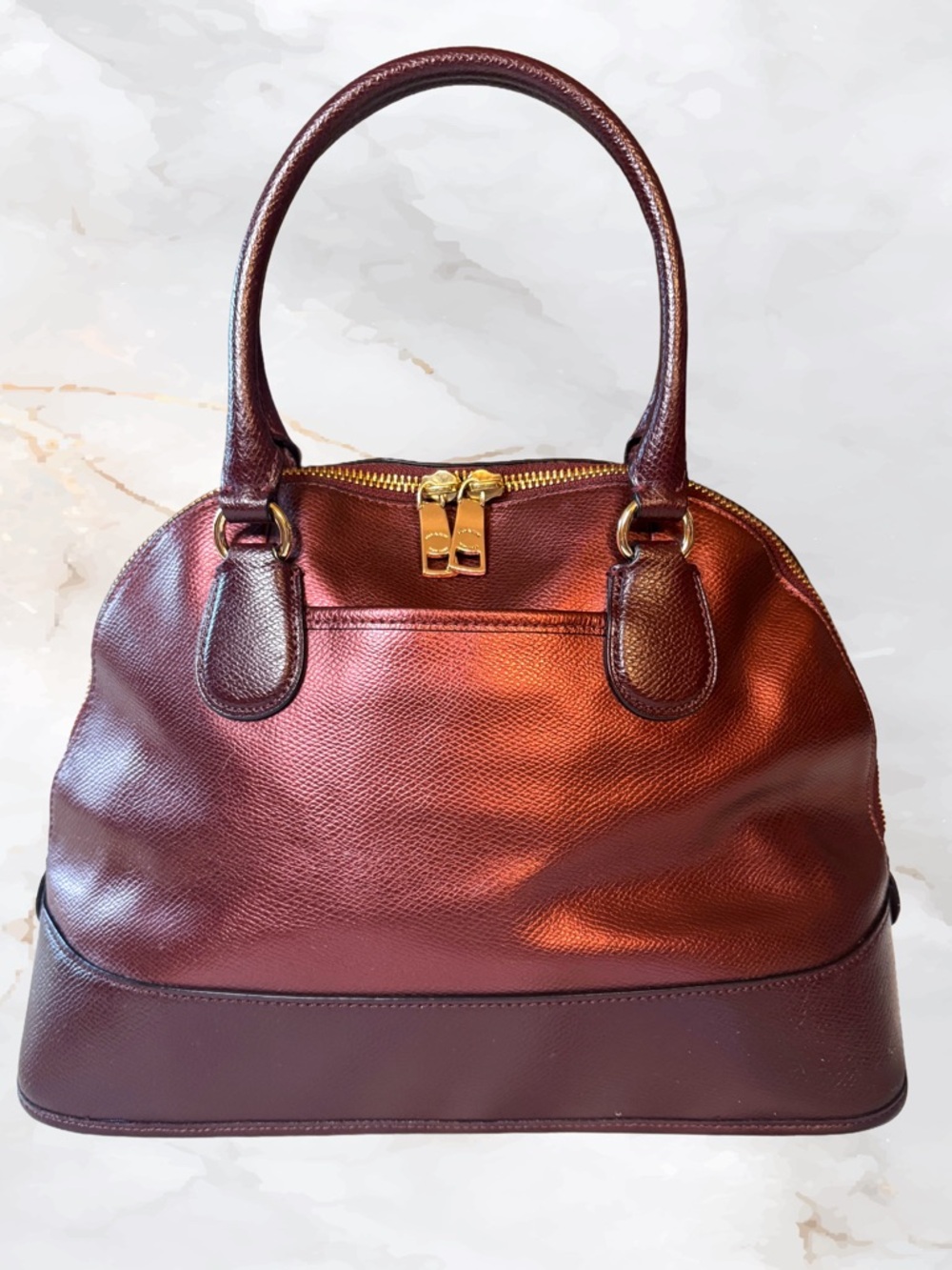 COACH Cora Domed Satchel Full Size Bicolor Metallic Oxblood F36057 - Picture 7 of 10